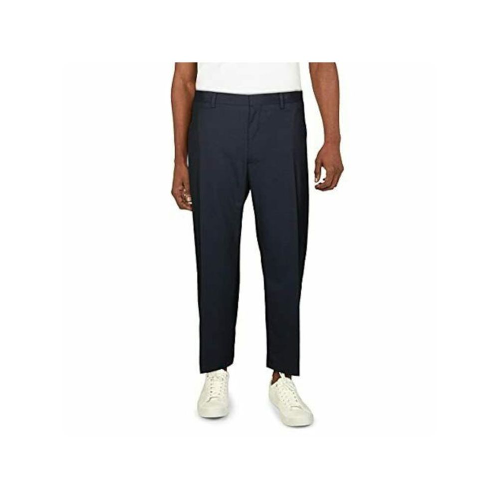 JM COLLECTION Mens Navy Straight Leg, Classic Fit Pants 40 X 32